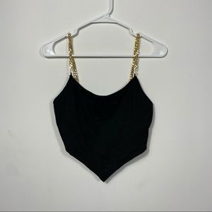 Gold chain cropped bandana top
